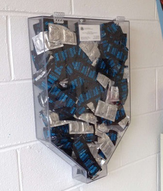 A condom dispenser that was recently installed inside a Philadelphia high school. (Photo: Philadelphia Inquirer)