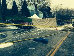 A news helicopter crashed near the Space Needle in Seattle. Courtesy: Seattle Fire Department