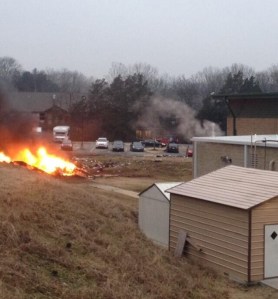 An airplane crashed about 10 miles south of John C. Tune Airport in Nashville, Tennessee on Monday, February 3, 2014, a spokeswoman with the Federal Aviation Administration said. (Photo Credit: William Mix via CNN)