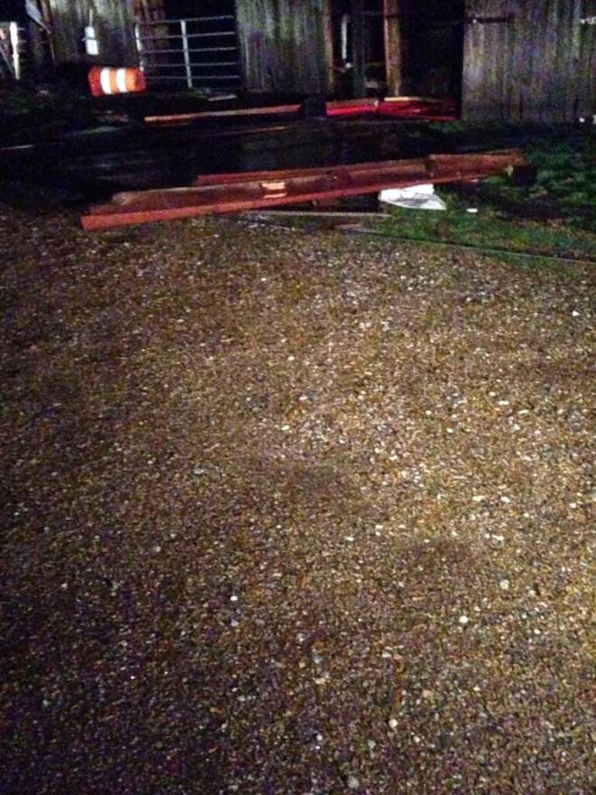 Storm damage to a barn on Highway 38.