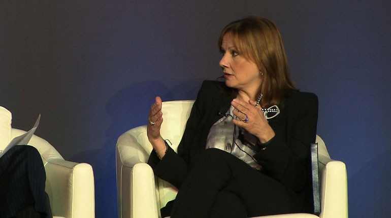 GM CEO Mary Barra speaks at the New York Auto Show on Tuesday, April 15, 2014. (CNN)