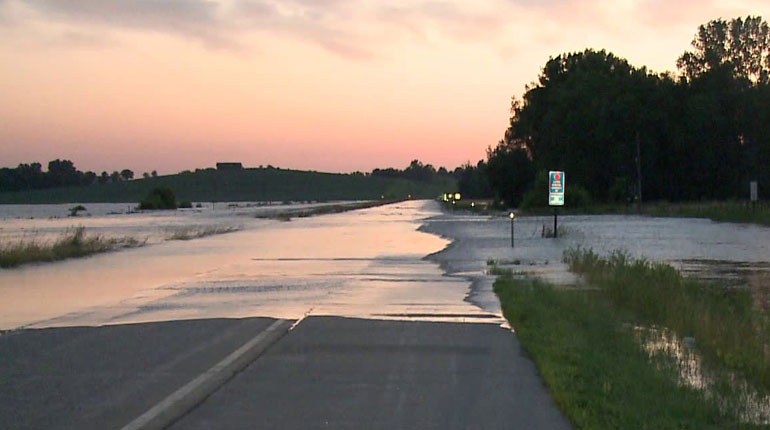 Highway flooding near Marshalltown on Tuesday, July 1, 2014. (WHO-HD)