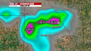 2" Rainfall Friday afternoon over Tippecanoe County