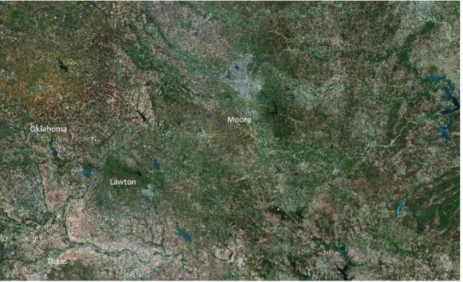 NASA satellite image before Moore tornado - Google Maps NASA satellite image before Moore tornado - Google Maps