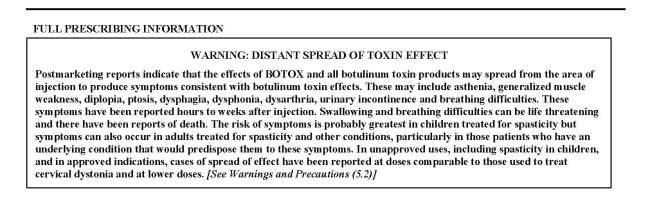 Botox Black Box Label
