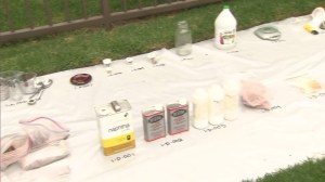 Officials investigated the contents of a Van Nuys home on June 23, 2014, believed to be acting as a narcotics lab. (Credit: KTLA)