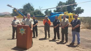 Ventura County Sheriff Geoff Dean discussed the finding of missing firefighter Michael Herdman's dog at a press conference on June 22, 2014. (Credit: KTLA)