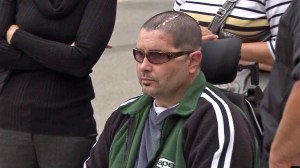 Bryan Stow appears outside Los Angeles County Superior Court  on Wednesday, June 25, 2014. (Credit: KTLA)