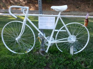 A ghost bike was set up for Milton Olin, an attorney who was fatally struck by a sheriff's deputy's patrol car in Calabasas on Dec. 8, 2013. This photo was provided by his family's lawyer. 