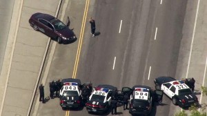 One person was taken into custody following a pursuit Wednesday. (Credit: KTLA)