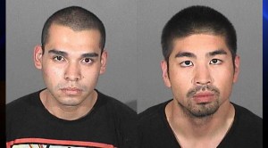 Arnulfo Rodarte, left, and Sylvester Curameng were arrested after being seen on surveillance video at a Target in San Pedro, authorities said. (Credit: Los Angeles County Sheriff's Department.)