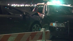 Street racing was being investigated as the cause of two crashed in Long Beach on July 21, 2014. (Credit: KTLA)