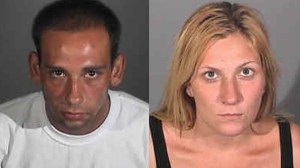 Gus Adams, left, and Andrea Miller, right, are seen in photos provided by the Long Beach Police Department. 