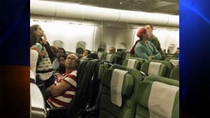 This photo, posted to Twitter by user NatashaisaBookJunkie, shows a leaking ceiling on a Qantas flight that was forced to return to LAX.