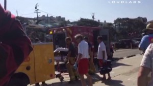 A man was transported to the UCLA Medical Center on July 5, 2014, after he was attacked by a shark in Manhattan Beach. (Credit: Loudlabs)