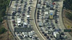 Traffic was backed up for miles on the 5 Freeway during the SigAlert on July 25, 2014. (Credit: KTLA)