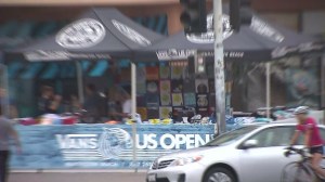 The Vans US Open of Surfing began July 26, 2014, and introduced new restrictions since the previous years as a safety precaution. (Credit: KTLA)