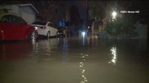 Residents were cleaning up after a water main break flooded the streets of Venice just blocks away from the beach. (Credit: RMG News) 