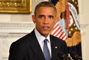 President Barack Obama addresses the nation from the State Dining Room of the White House on Thursday, August 7, 2014. (Credit: Mike Theiler/Pool/Getty Images)