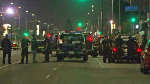 LAPD responds to the scene were police fatally shot a man on Aug. 11, 2014. (Credit: KTLA)