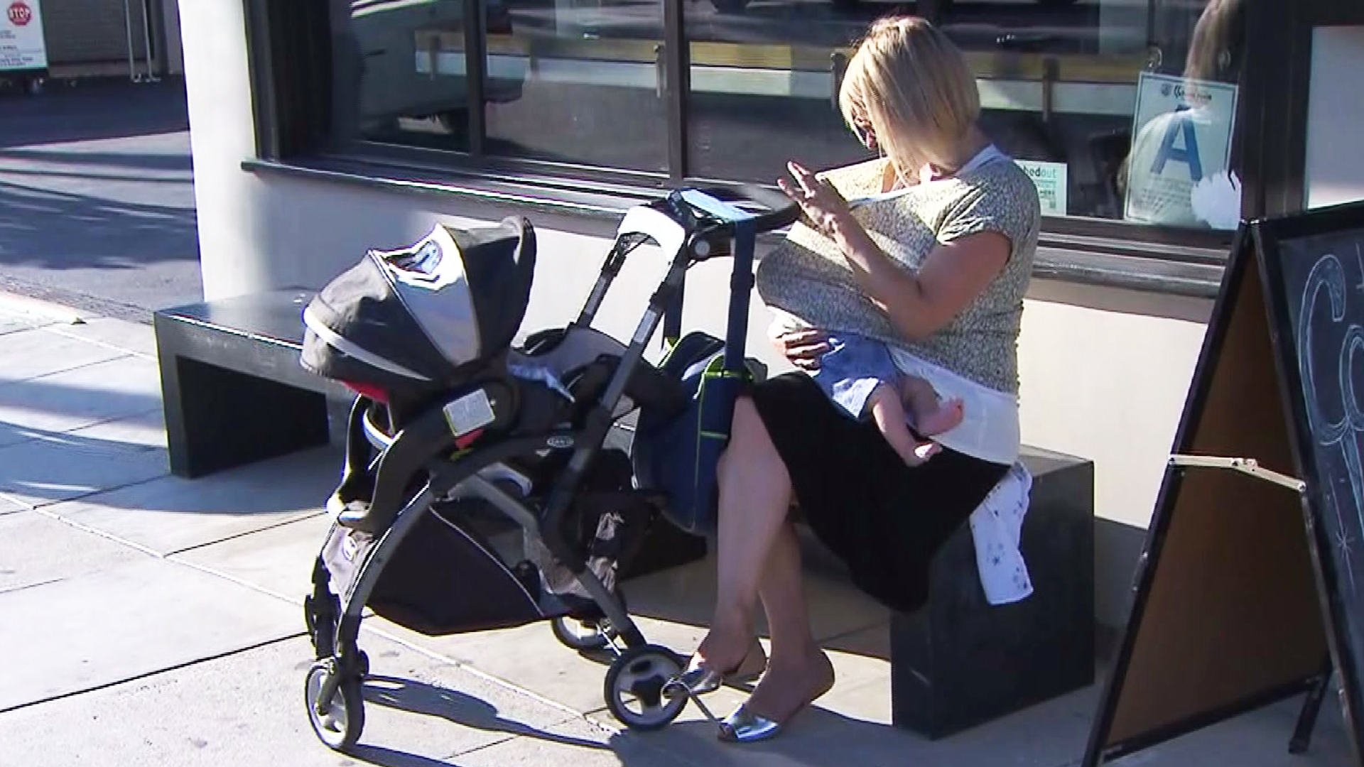 Ingrid Wiese-Hesson says she was nursing her baby in the back of the Beverly Hills Anthropologie store when she was escorted to the restroom. (Credit: KTLA)