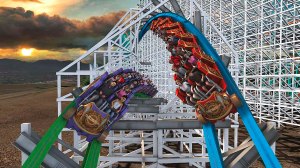 A preview image of Twisted Colossus provided by Six Flags Magic Mountain.