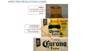 Select Corona Extra products with specified codes on the neck of the bottle were being recalled as of Aug. 20, 2014. The full list of codes could be found at coronausa.com. 