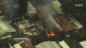 Fire erupted at a Napa Valley complex following a large quake in the region on Aug. 24, 2014. (Credit: KGO) 