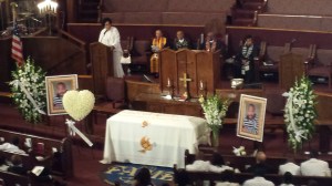 Funeral services for Ezell ford were held on Aug. 30, 2014. (Credit: Steve Kuzj/KTLA)