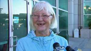 Marilyn Hartman spoke to reporters outside Airport Courthouse on Aug. 6, 2014. (Credit: KTLA)