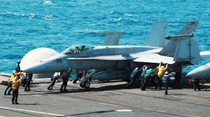 The U.S. Navy has released three photos taken on August 8, 2014 showing F/A-18 Hornets aboard USS George H.W. Bush (CVN 77). (Credit: U.S. Navy via CNN)