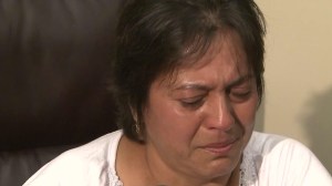 Claudia Herrera speaks to reporters about her son's death at a news conference on Aug. 14, 2014. (Credit: KTLA)