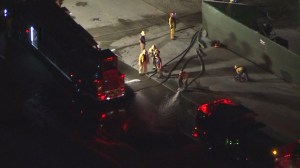 A water main broke near the Beverly Hilton hotel on Sept. 9, 2014. (Credit: KTLA)