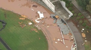 Elsinore High School sustained damage during a storm on Sept. 16, 2014. (Credit: KTLA)