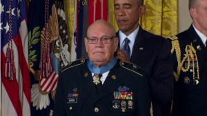 Sgt. Maj. Bennie Adkins was awarded the Medal of Honor by President Obama on Sept. 15, 2014. (Credit: CNN) 