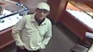 Police are asking for help in identifying a man seen  on surveillance video during a robbery at Kevin Jewelers in Riverside. (Credit: Riverside Police Department) 