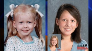 Sabrina Allen is shown at the age she was abducted and age-progressed to 14 years. (Credit: National Center for Missing & Exploited Children)