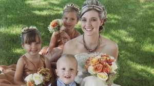 Ashley Fallis with her three children. 