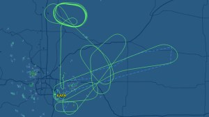 This is the plane's flight path, which shows several circles and loops as it burned off fuel before attempting the emergency landing. (Photo: FlightAware.com)