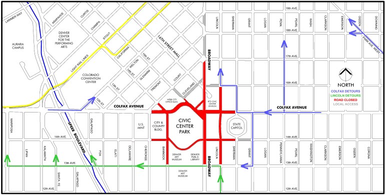 Road closures for A Taste of Colorado on Labor Day weekend.