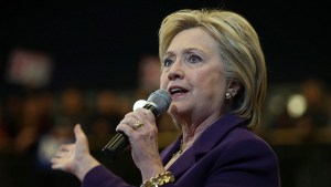 Democratic presidential candidate former Secretary of State Hillary Clinton speaks during a "get out the vote" event at Nashua Community College on February 2, 2016 in Nashua, New Hampshire. A day after narrowly defeating democratic candidate Sen. Bernie Sanders (I-VT), Hillary Clinton is campaigning in New Hampshire a week ahead of the state's primary. (Photo by Justin Sullivan/Getty Images)