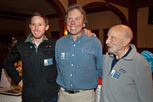 Jim Detterline with Tommy Caldwell and Tom Hornbein at the Stanley Hotel. Photo courtesy Longs Peak Summit Club.