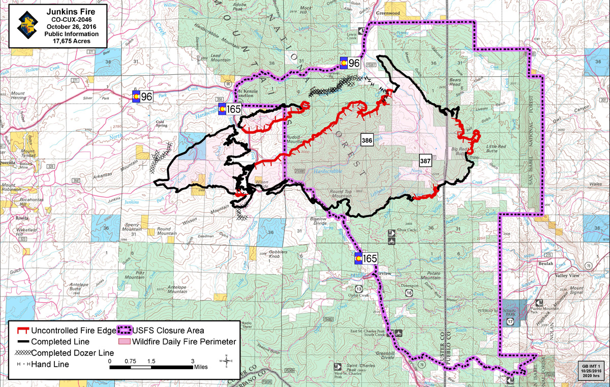 Junkins Fire map on Oct. 26, 2016.