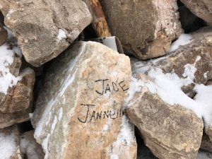 Vandalized Rock on Quandary Peak Summit 2016.