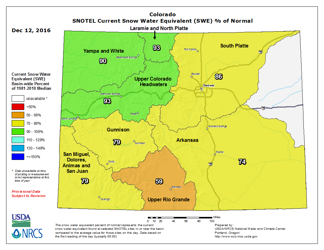 12/12/2016 Colorado Snowpack Update.