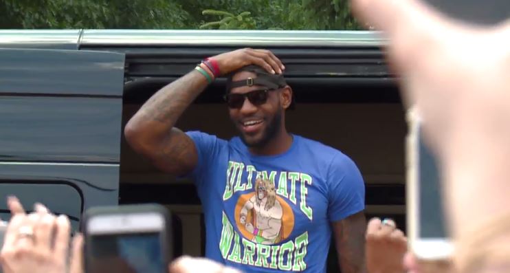 LeBron James speaks to fans in Akron after arriving home day after winning NBA Championship- FOX 8 image