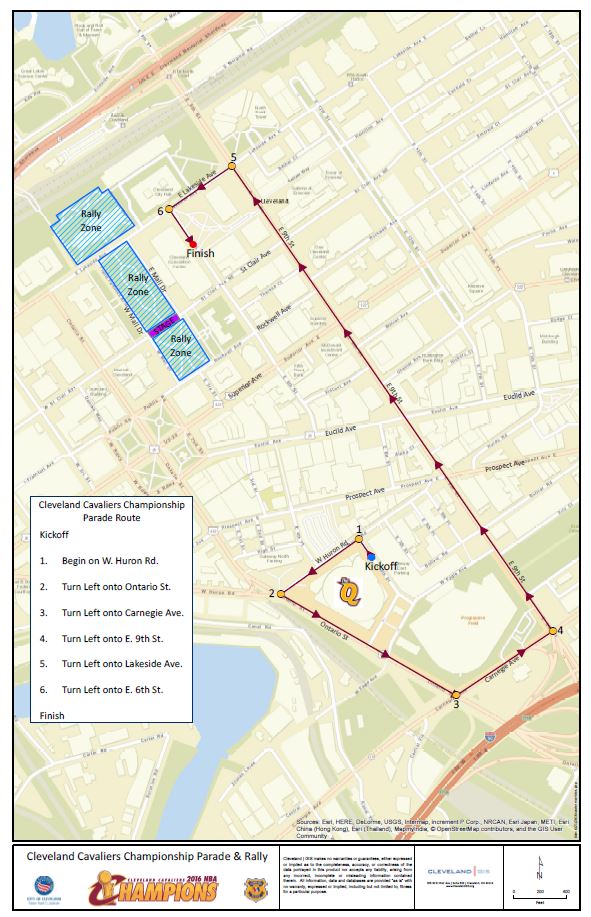 Cleveland Cavaliers Parade Route