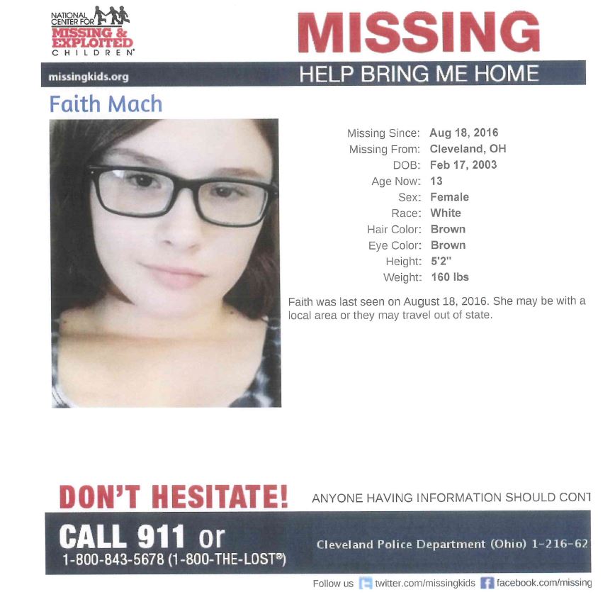 Missing Cleveland Teen Faith Mach