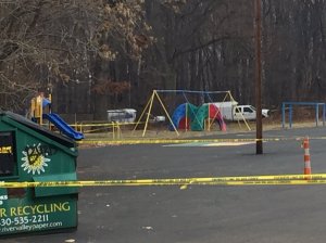 Courtesy: Jessica Dill (BCI is back on scene this morning..in the woods where a male's body was found in Doylestown)