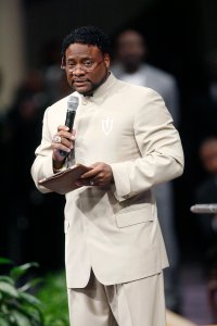 LITHONIA, GA - SEPTEMBER 26: Bishop Eddie Long gives a sermon where he addressed sex scandal allegations at the New Birth Missionary Baptist Church September 26, 2010 in Atlanta, Georgia. Bishop Eddie Long, the pastor of a Georgia megachurch was accused of luring young men into sexual relationships, has told his congregation of thousands that he denies all the allegations and that all people must face painful and distasteful situations. (Photo by John Amis-Pool/Getty Images)